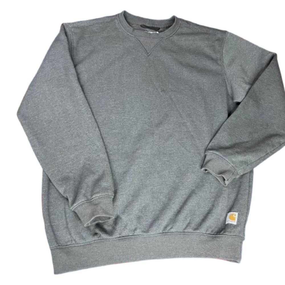 Carhartt Men’s Gray Crewneck Sweatshirt Logo Patch Long Sleeve Workwear Size M